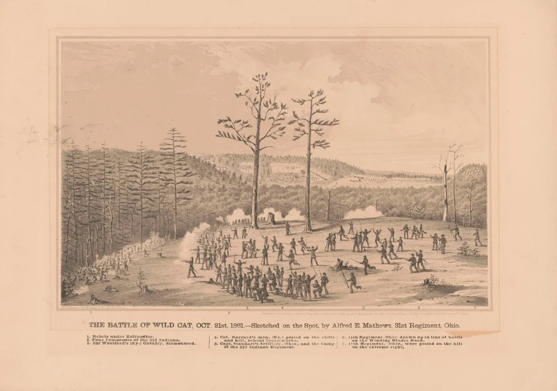 The Battle Of Wild Cat Oct 21st 1861 Wall Art by Alfred Edward Mathews - High-Resolution Digital Print