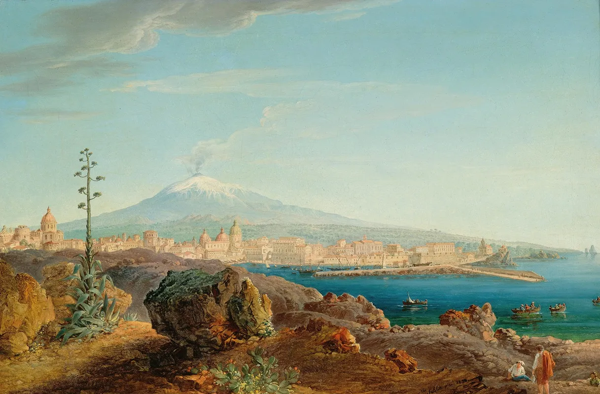 The Bay Of Catania With Mount Etna In The Background Wall Art by Letterio Subba - High-Resolution Digital Print