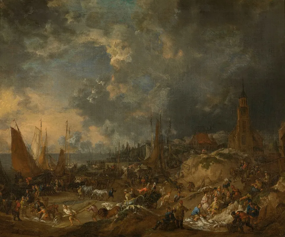 The Beach At Scheveningen 4 Wall Art by Lucas Smout the Younger - High-Resolution Digital Print
