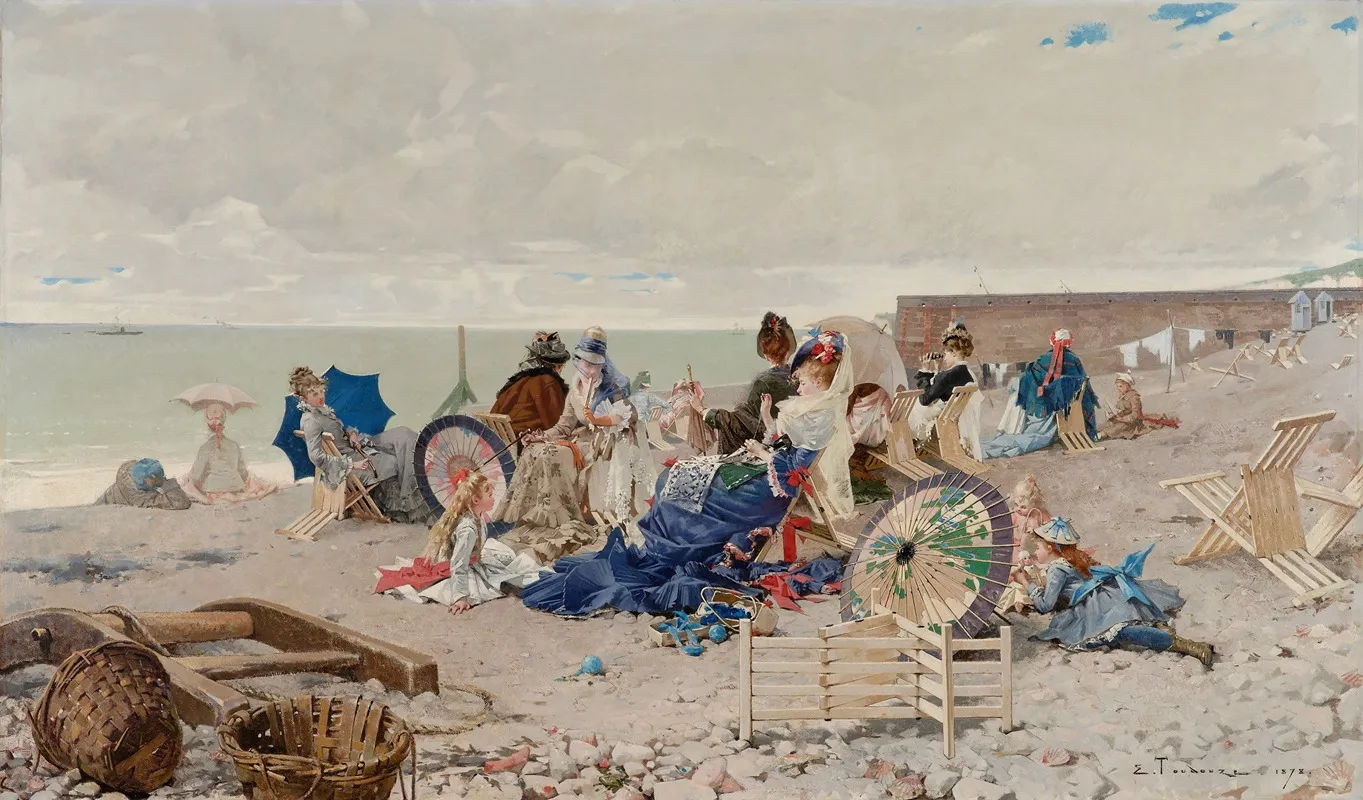The Beach At Yport Manche Wall Art by Edouard Toudouze - High-Resolution Digital Print
