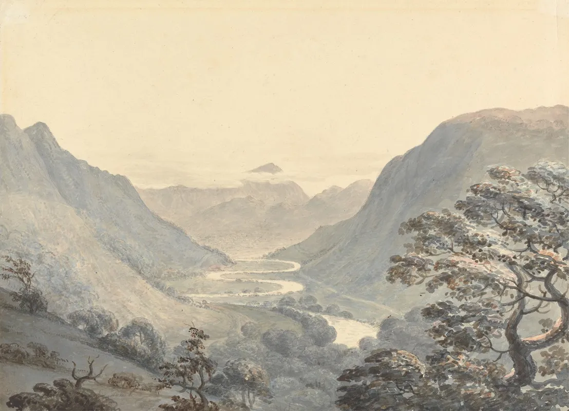 The Beautiful Vale And Mowddach River Merionethshire Wall Art by Moses Griffith - High-Resolution Digital Print