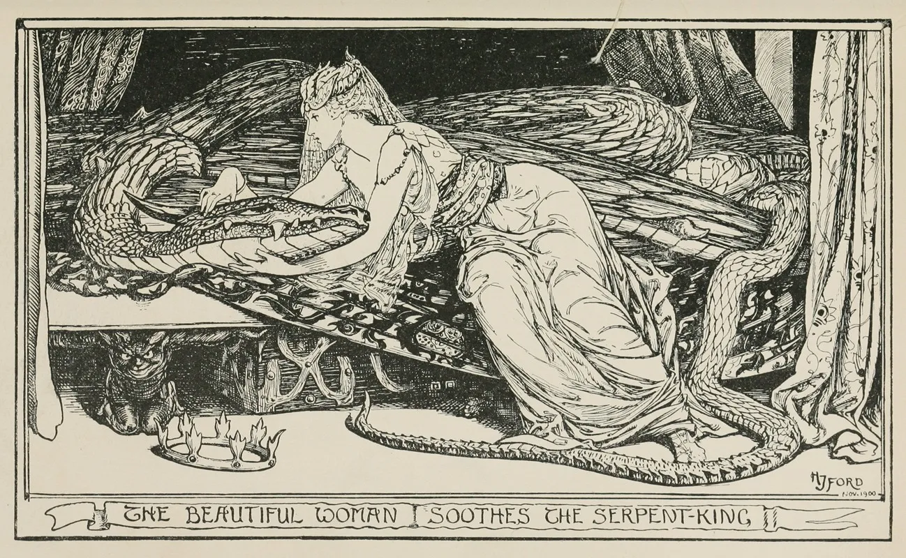 The Beautiful Woman Soothes The Serpent King 2