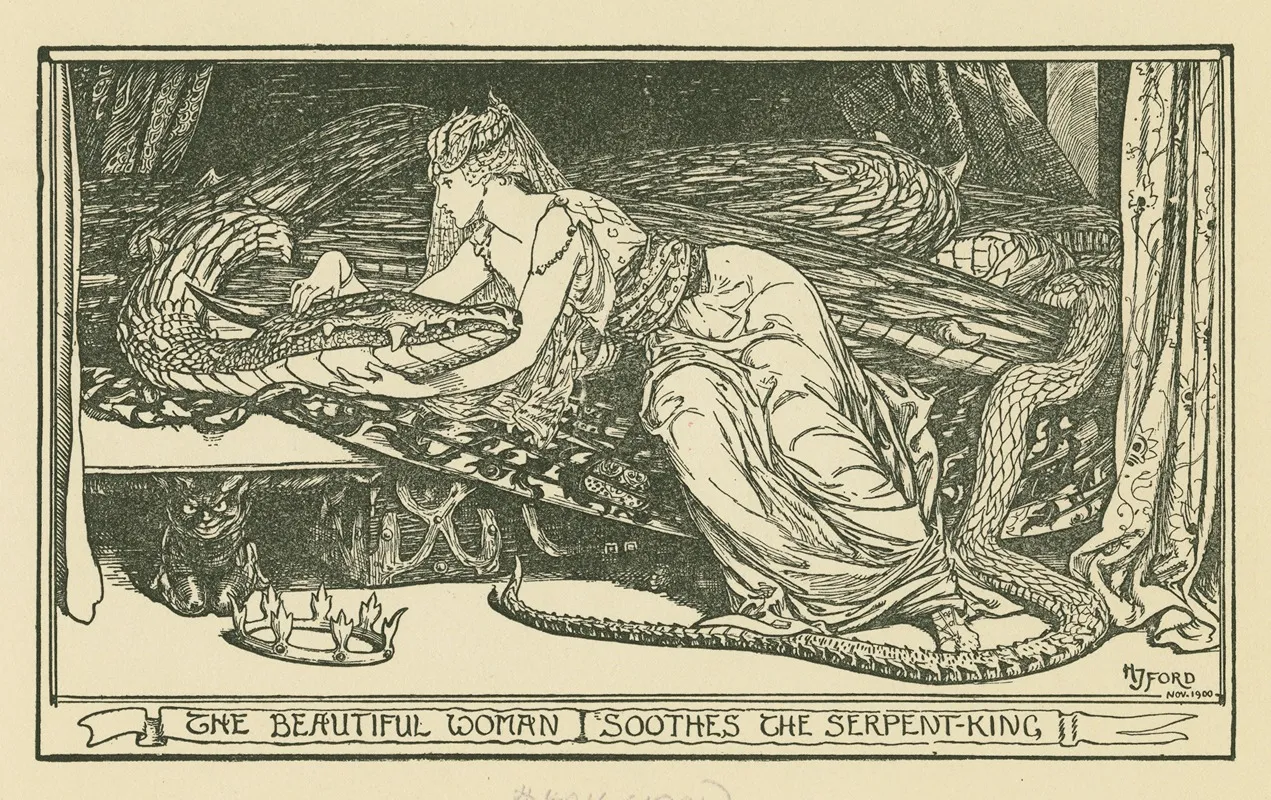 The Beautiful Woman Soothes The Serpent King