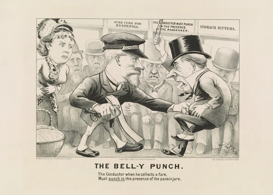The Bell Y Punch The Conductor When He Collects A Fare Must Punch In The Presence Of The Passinjare Wall Art by Thomas Worth - High-Resolution Digital Print