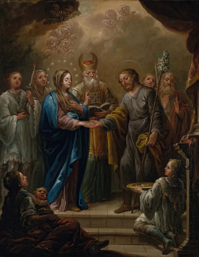 The Betrothal Of The Virgin And Saint Joseph Wall Art by Jerónimo Ezquerra - High-Resolution Digital Print