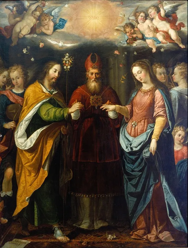 The Betrothal Of The Virgin Wall Art by Sebastián López de Arteaga - High-Resolution Digital Print