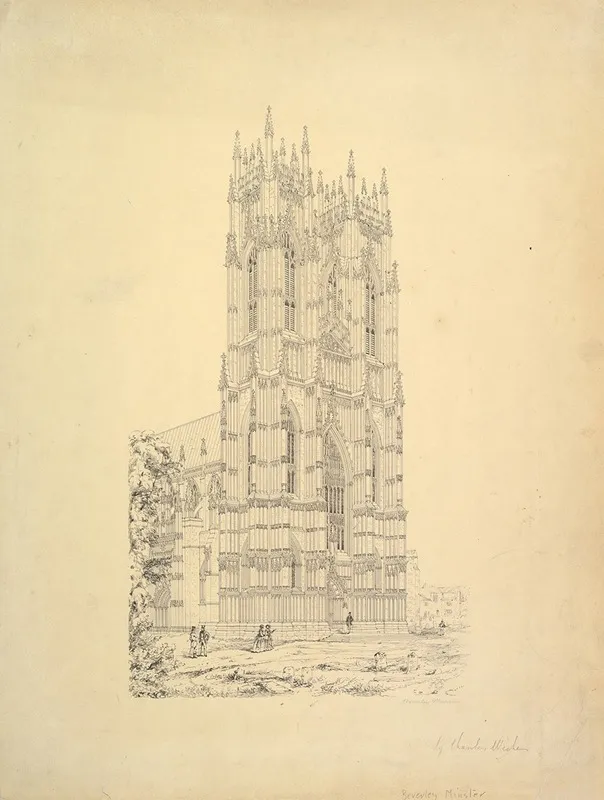 The Beverley Minster Yorkshire England Perspective View Of The West Facade Wall Art by Charles Wickes - High-Resolution Digital Print