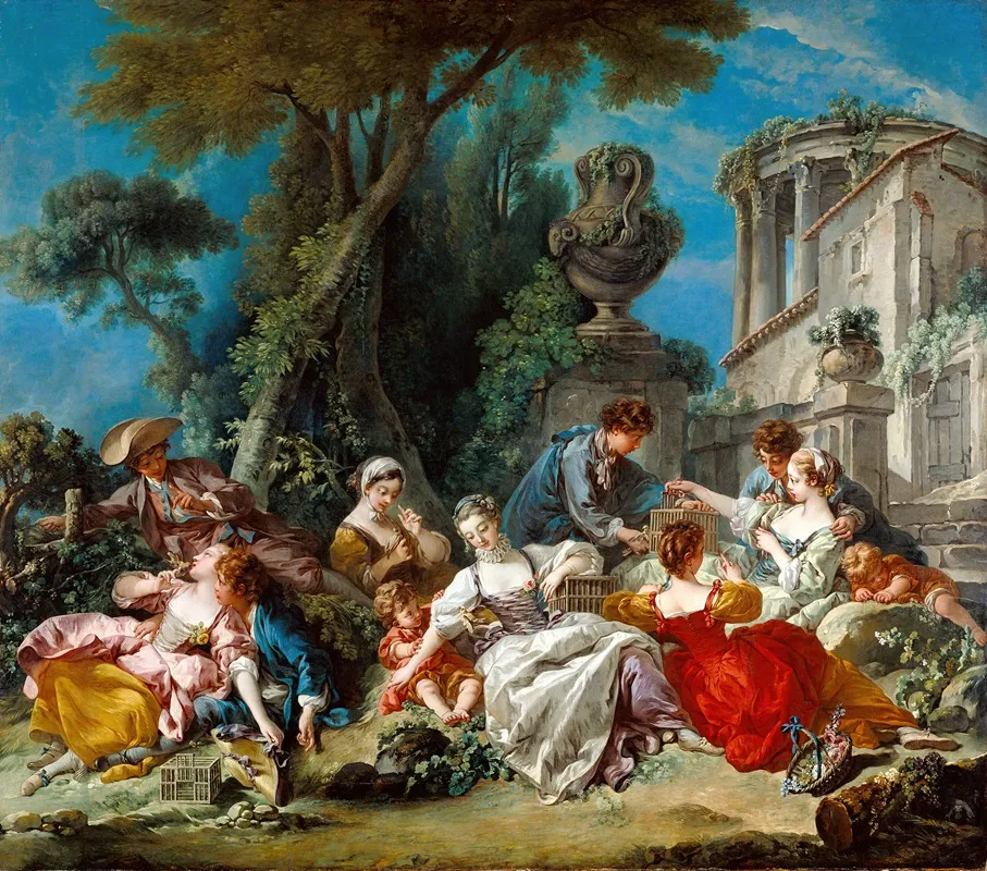 The Bird Catchers 2 Wall Art by François Boucher - High-Resolution Digital Print