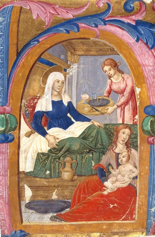 The Birth Of The Virgin In An Initial H Wall Art by Domenico Ghirlandaio - High-Resolution Digital Print