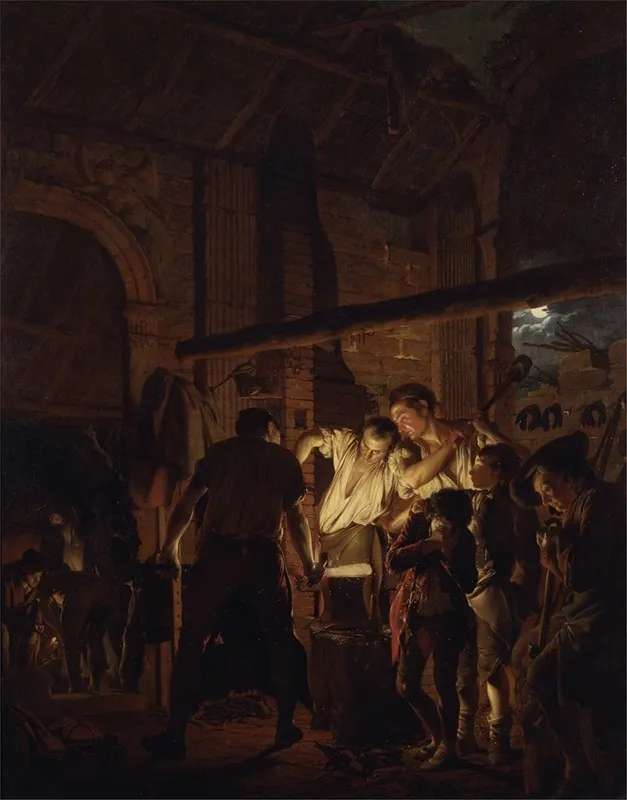 The Blacksmiths Shop Wall Art by Joseph Wright of Derby - High-Resolution Digital Print