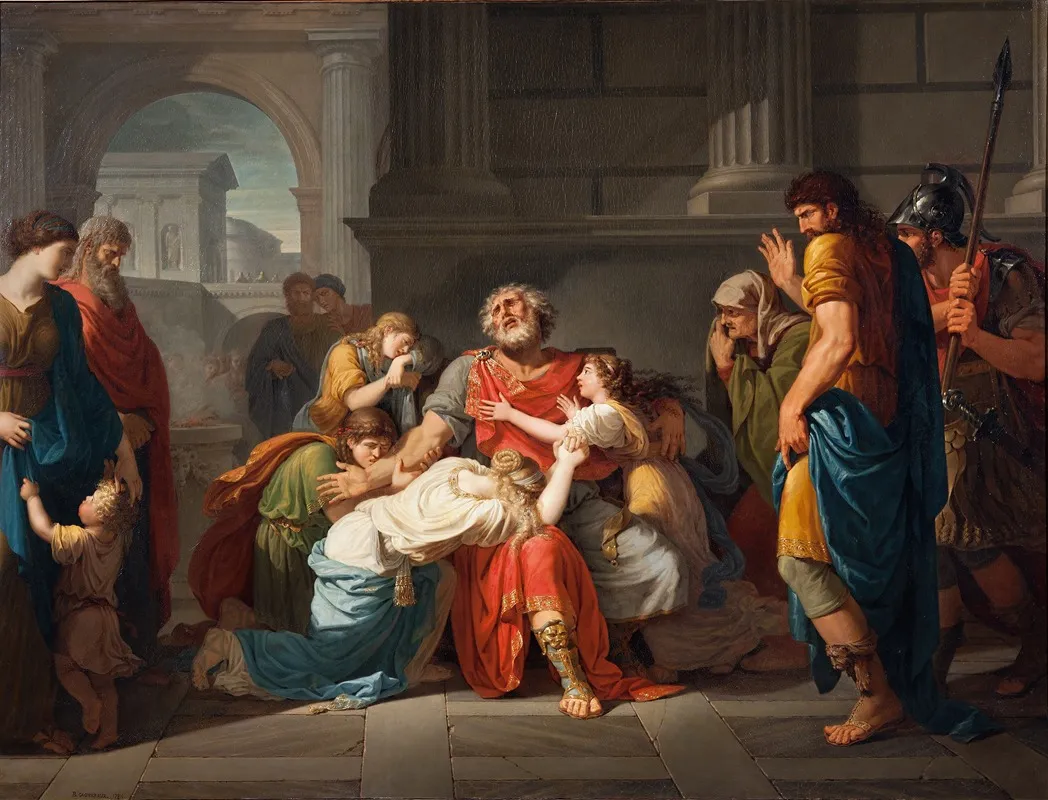 The Blind Oedipus Commending His Children To The Gods Wall Art by Bénigne Gagneraux - High-Resolution Digital Print