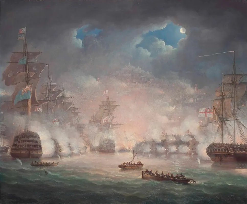 The Bombardment Of Algiers 27 August 1816 Wall Art by Thomas Buttersworth - High-Resolution Digital Print