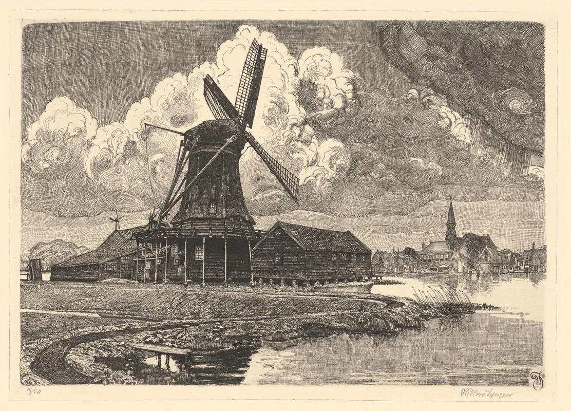 The Bonte Hen Mill Wall Art by Willem Jansen - High-Resolution Digital Print