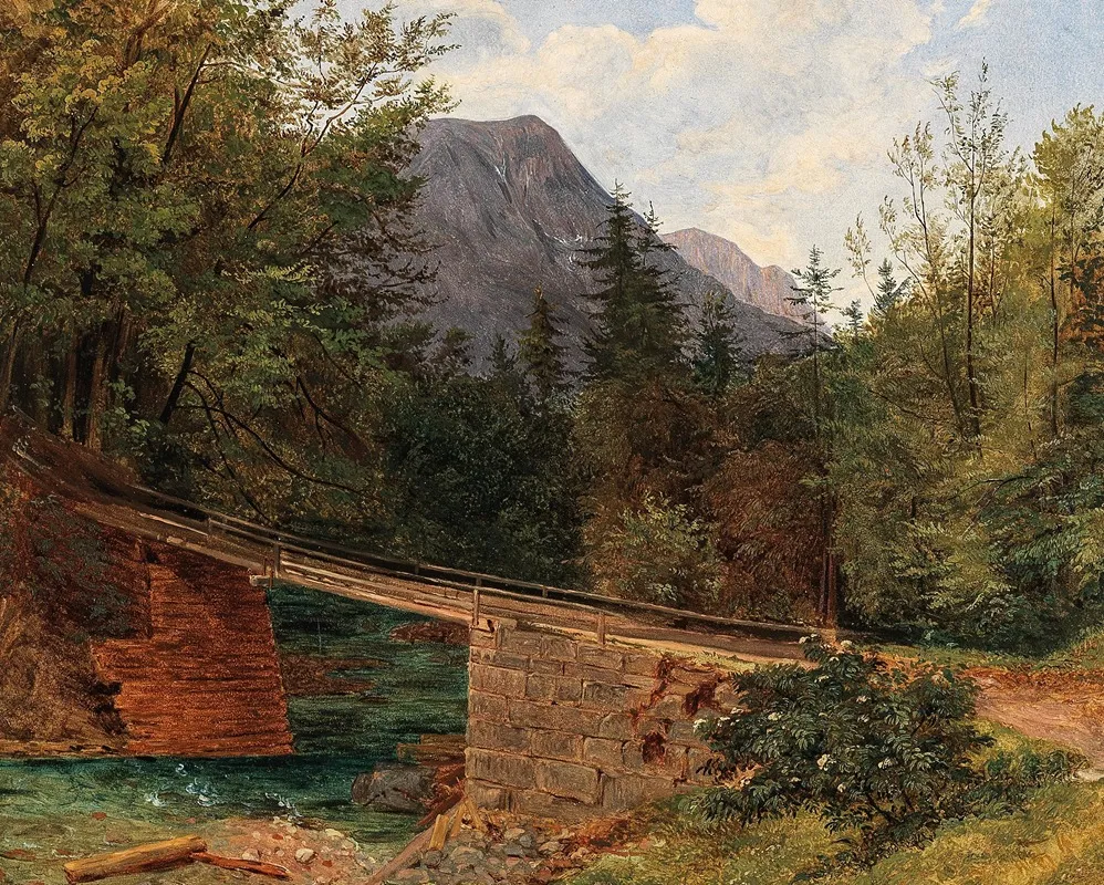 The Bridge By The Rettenbach Mill In Bad Ischl Wall Art by Josef Feid - High-Resolution Digital Print