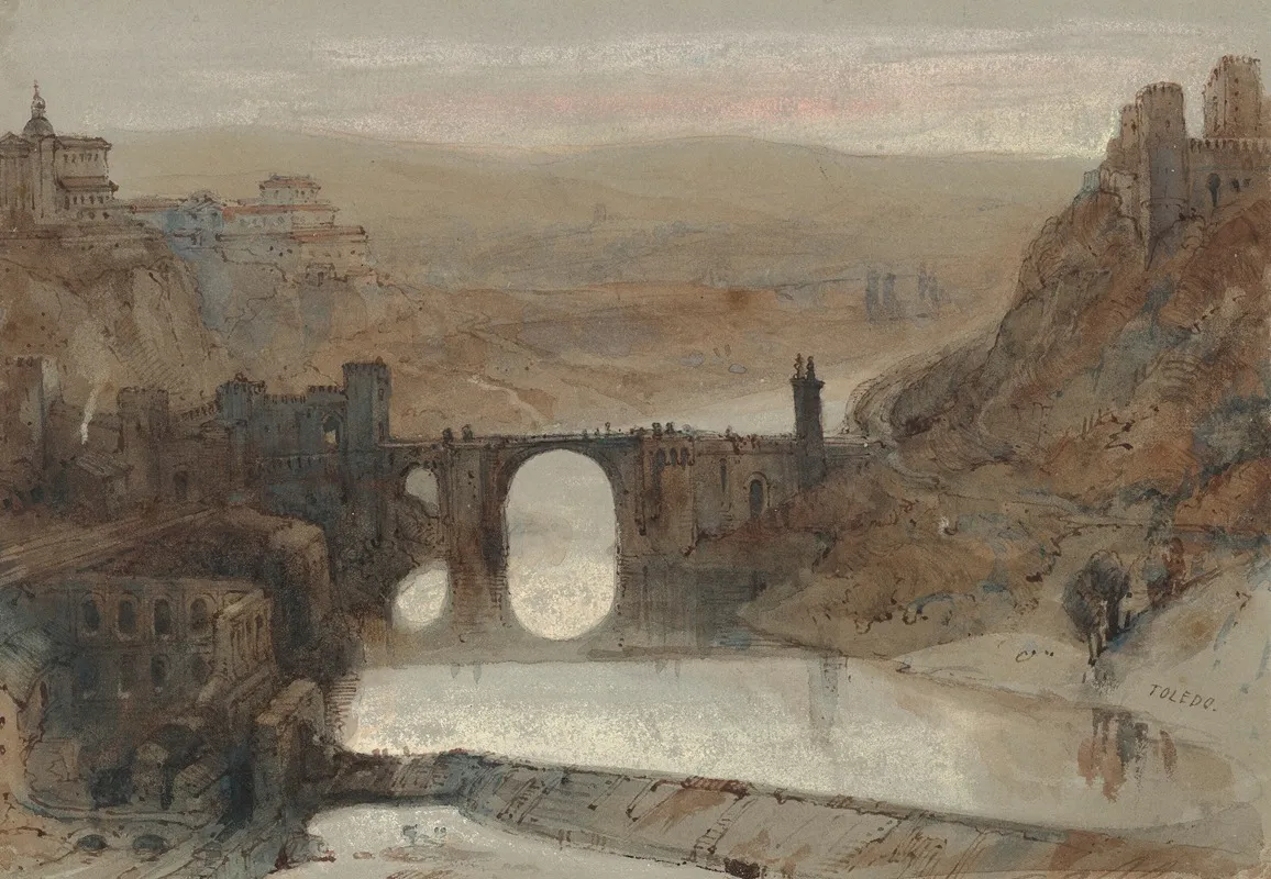 The Bridge Of Toledo Near Madrid Spain Wall Art by David Roberts - High-Resolution Digital Print