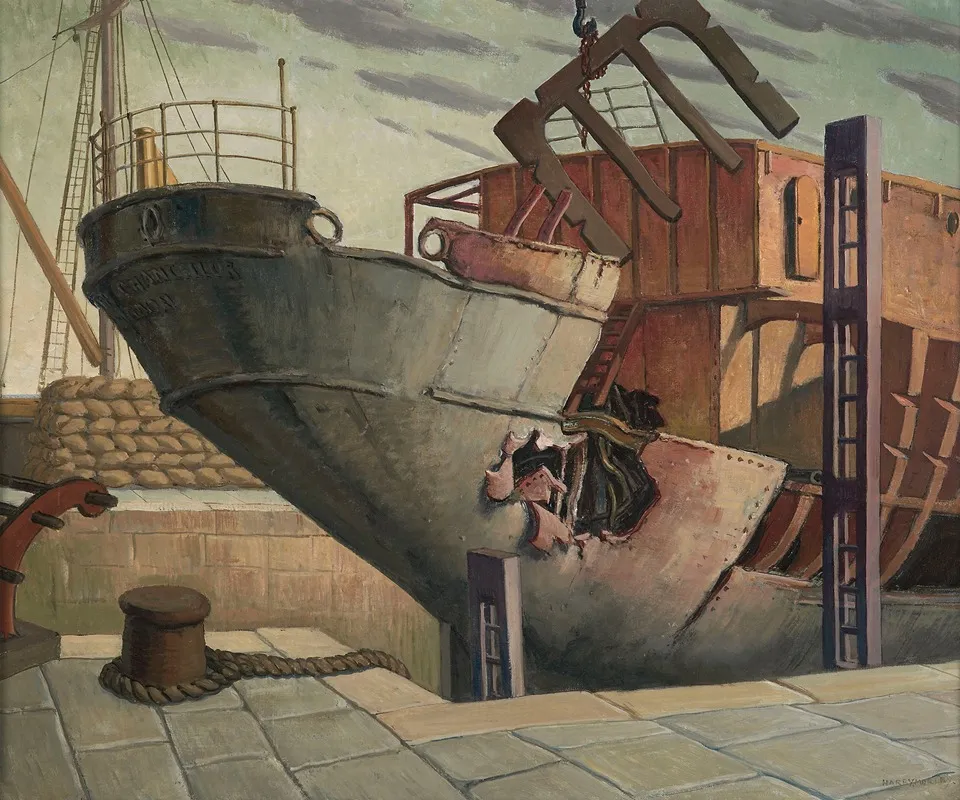 The British Chancellor In Dry Dock Falmouth Oct 1940 Wall Art by Harry Morley - High-Resolution Digital Print