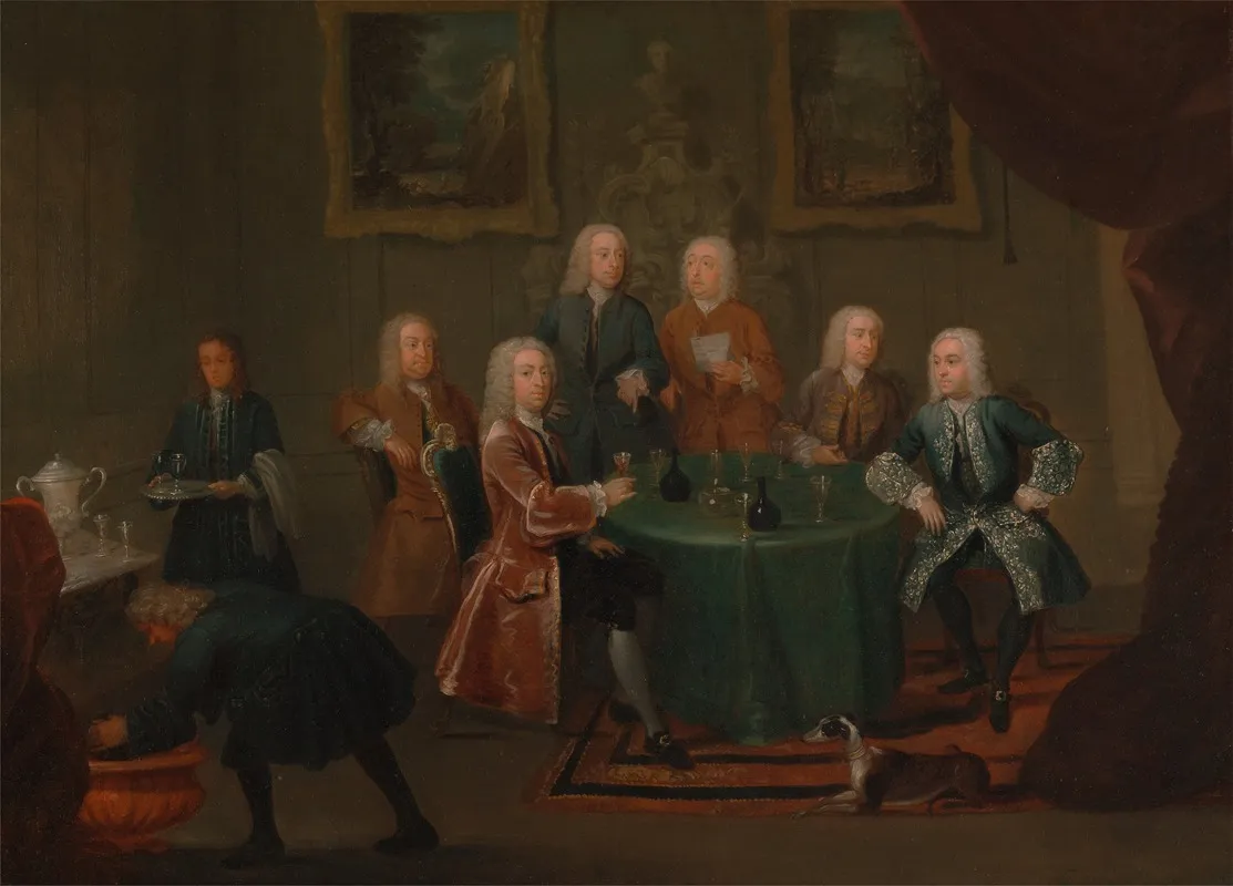 The Brothers Clarke With Other Gentlemen Taking Wine Wall Art by Gawen Hamilton - High-Resolution Digital Print