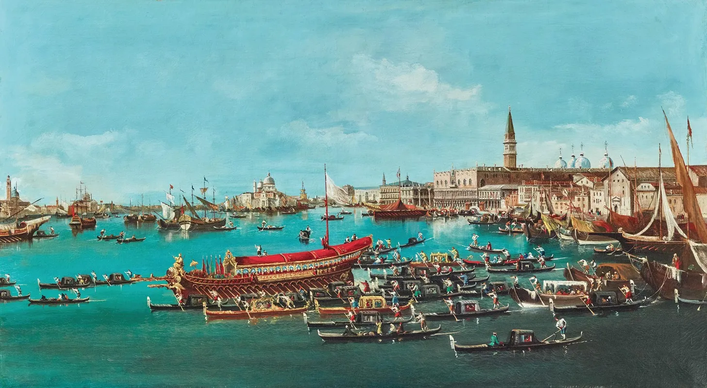 The Bucintoro With The Church Of San Nicolo Al Lido Venice Copy Wall Art by Guglielmo Da Re - High-Resolution Digital Print