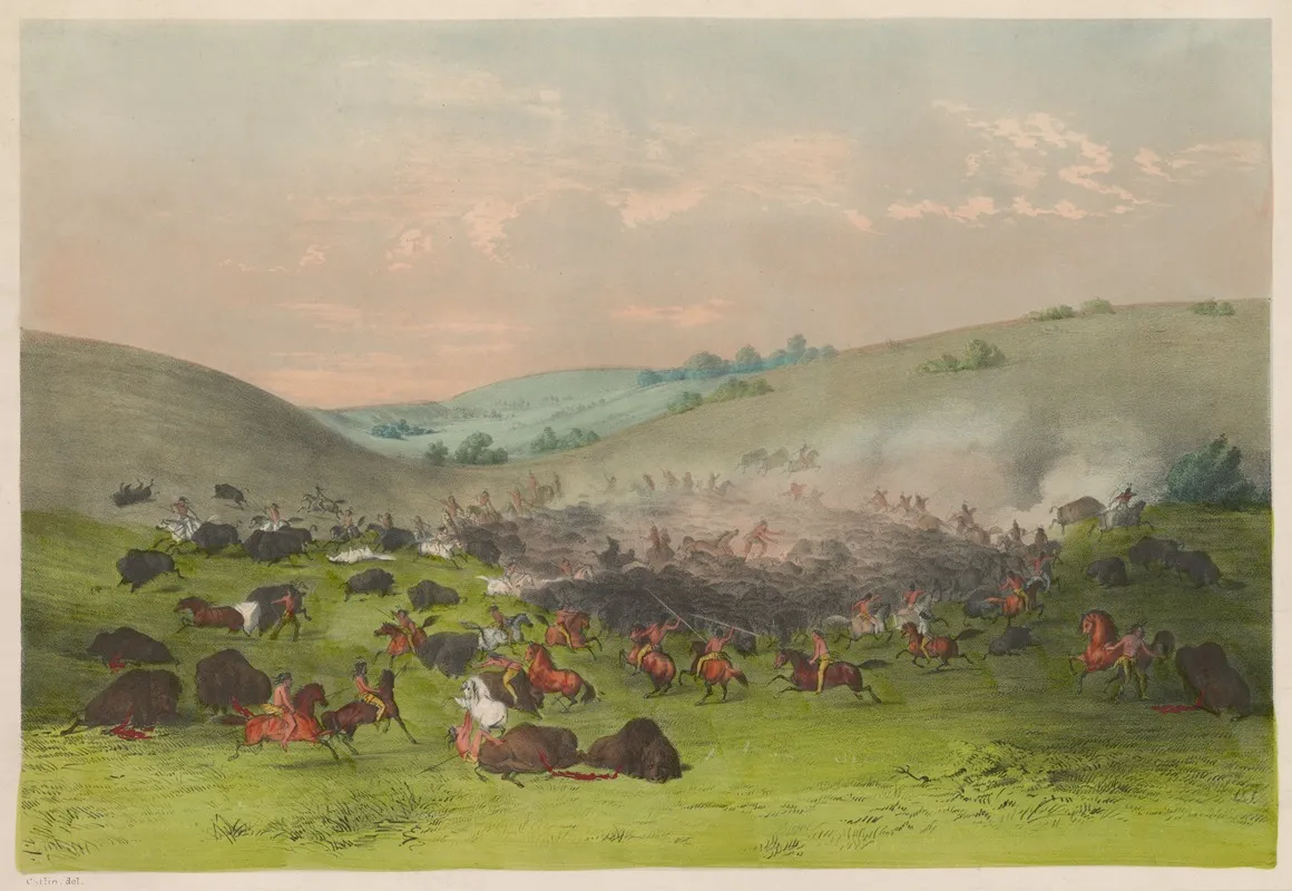 The Buffalo Hunt Surrounding The Herd