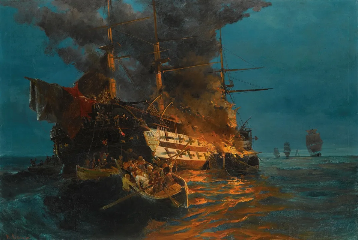 The Burning Of A Turkish Frigate