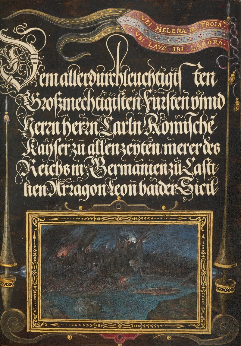 The Burning Of Troy Banner Of The House Of Hapsburg