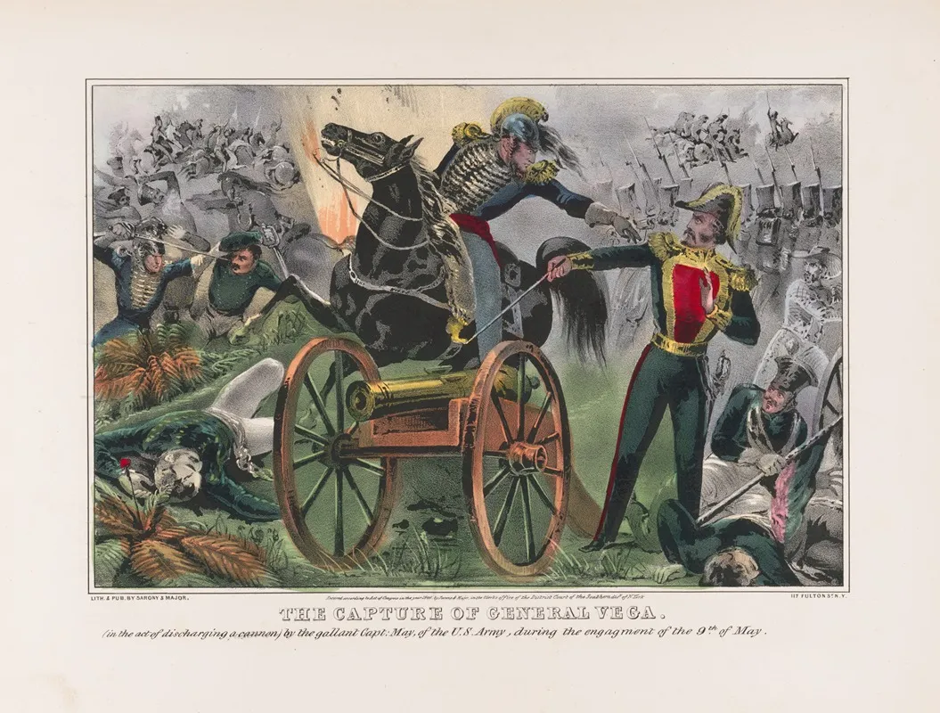 The Capture Of General Vega In The Act Of Discharging A Canon By The Gallant Capt May Of The U S Army During The Engagement Of The 9th May Wall Art by Sarony, Major &amp; Knapp Lith. - High-Resolution Digital Print