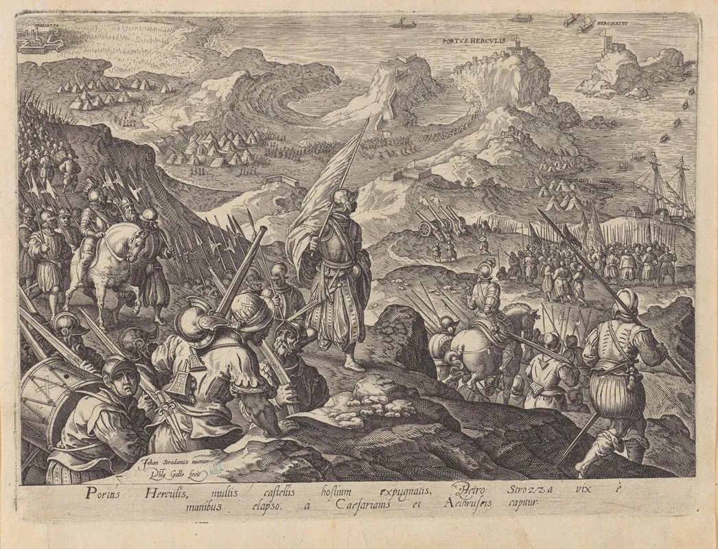 The Capture Of Portus Herculis Wall Art by Stradanus - High-Resolution Digital Print