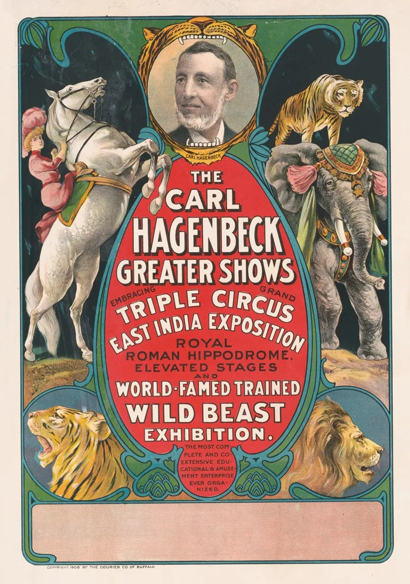 The Carl Hagenbeck Greater Shows Triple Circus East India Exposition Wild Beast Exposition 2 Wall Art by Courier Litho. Co. - High-Resolution Digital Print