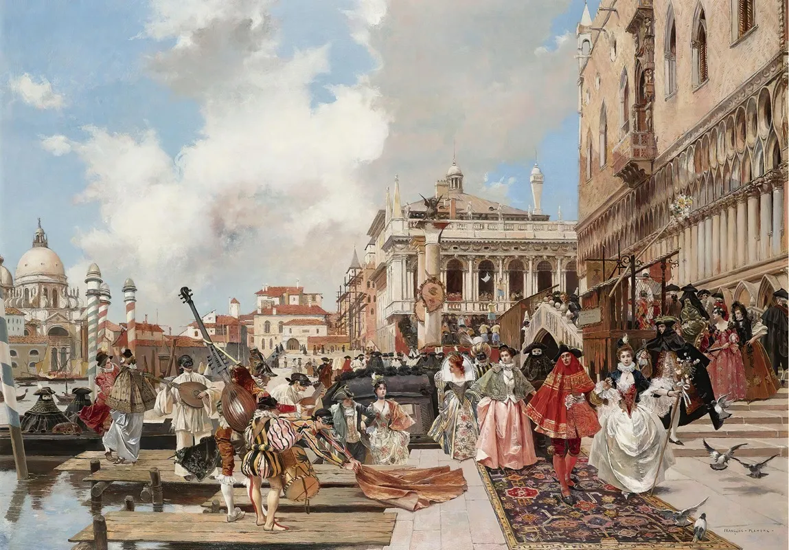 The Carnival Venice Wall Art by François Flameng - High-Resolution Digital Print