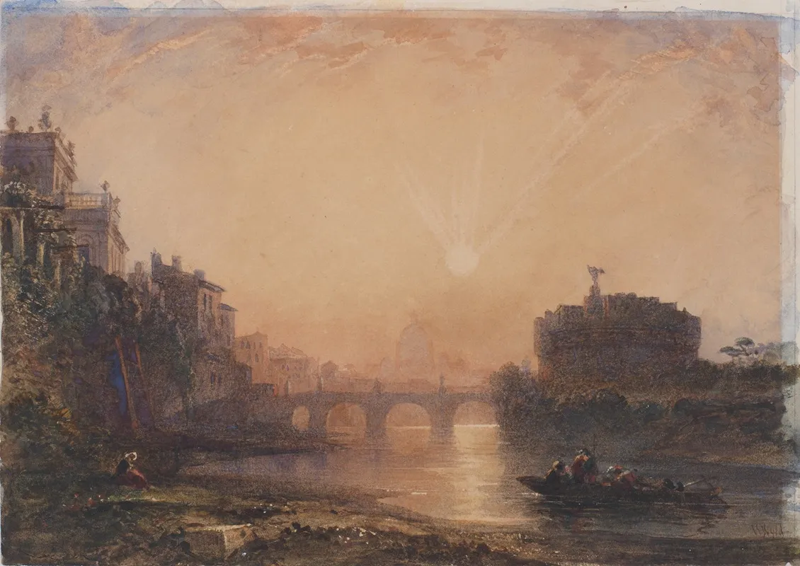 The Castel Santangelo Rome At Sunset