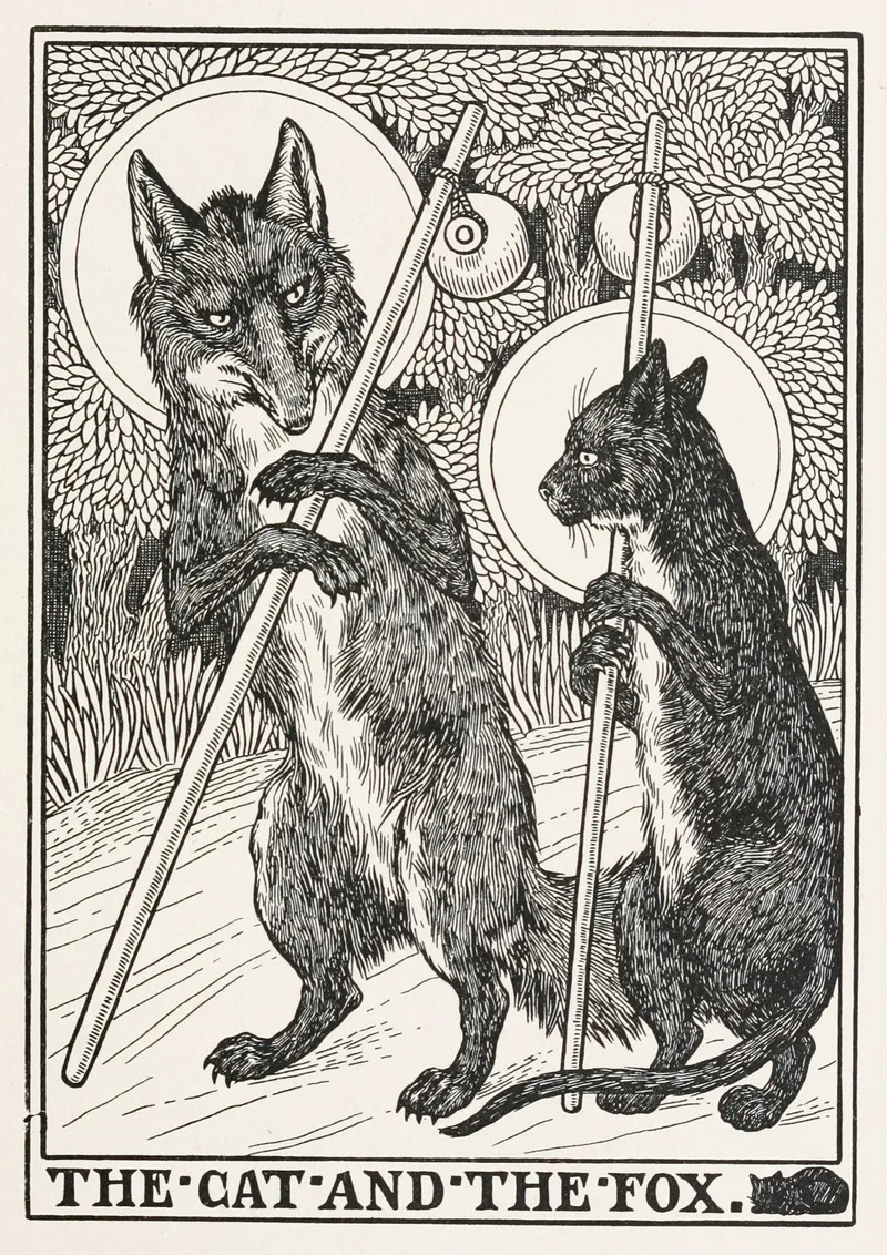 The Cat And The Fox 2 Wall Art by Percy J. Billinghurst - High-Resolution Digital Print