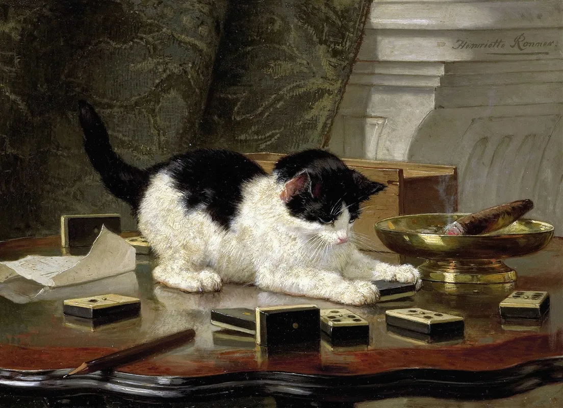 The Cat At Play Wall Art by Henriëtte Ronner-Knip - High-Resolution Digital Print