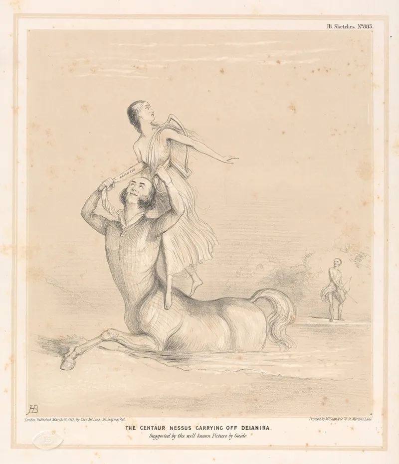 The Centaur Nessus Carrying Off Deianira Wall Art by John Doyle - High-Resolution Digital Print