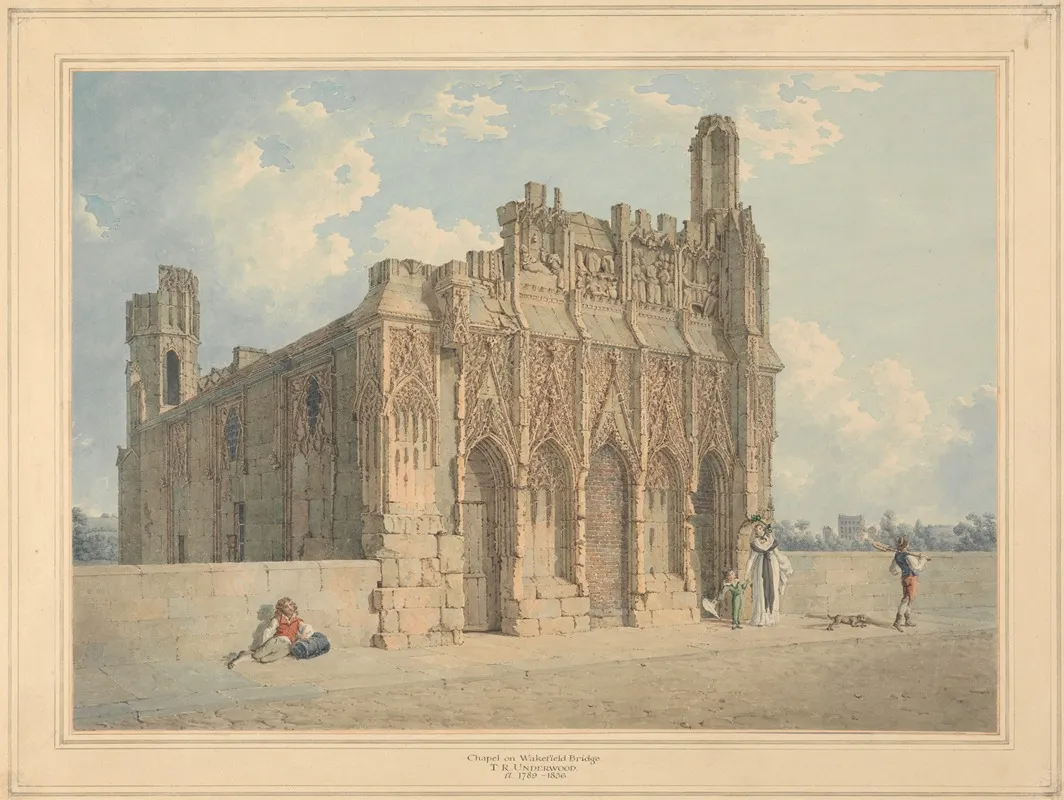 The Chapel At Wakefield Bridge Yorkshire Wall Art by Thomas Richard Underwood - High-Resolution Digital Print