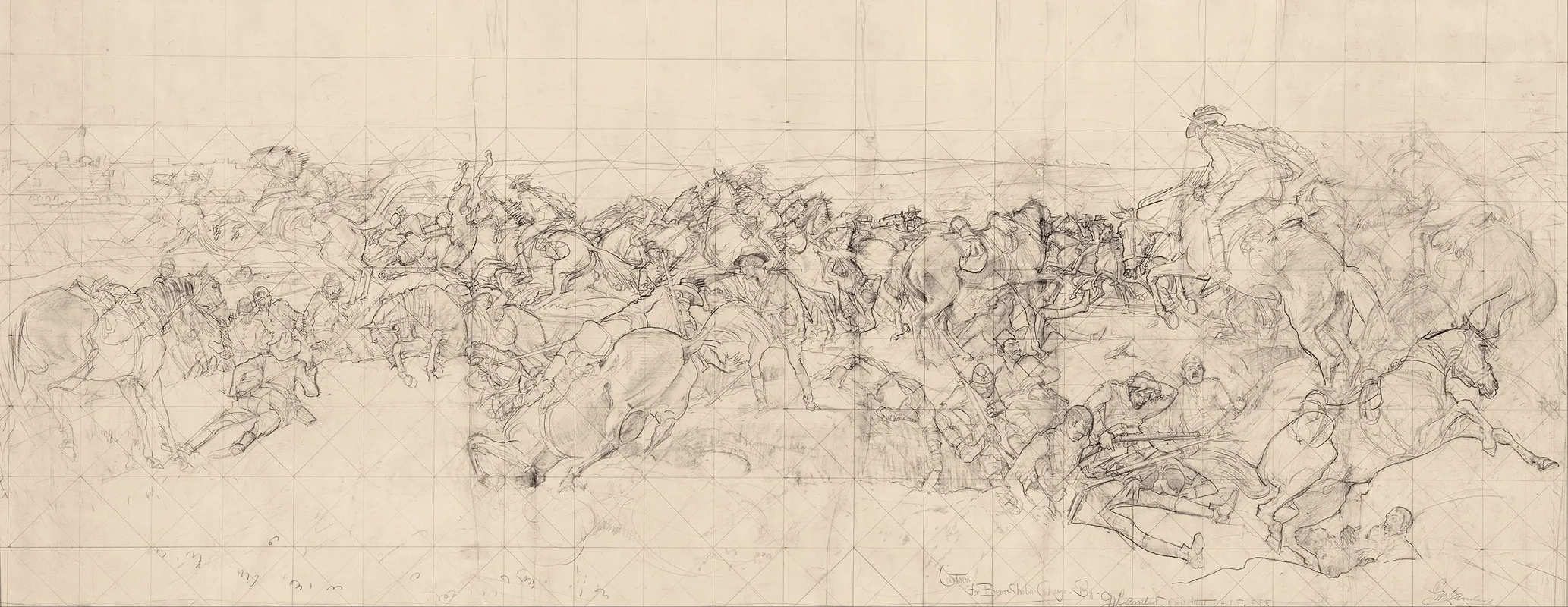 The Charge Of The 4th Light Horse Brigade At Beersheba Wall Art by George Washington Lambert - High-Resolution Digital Print
