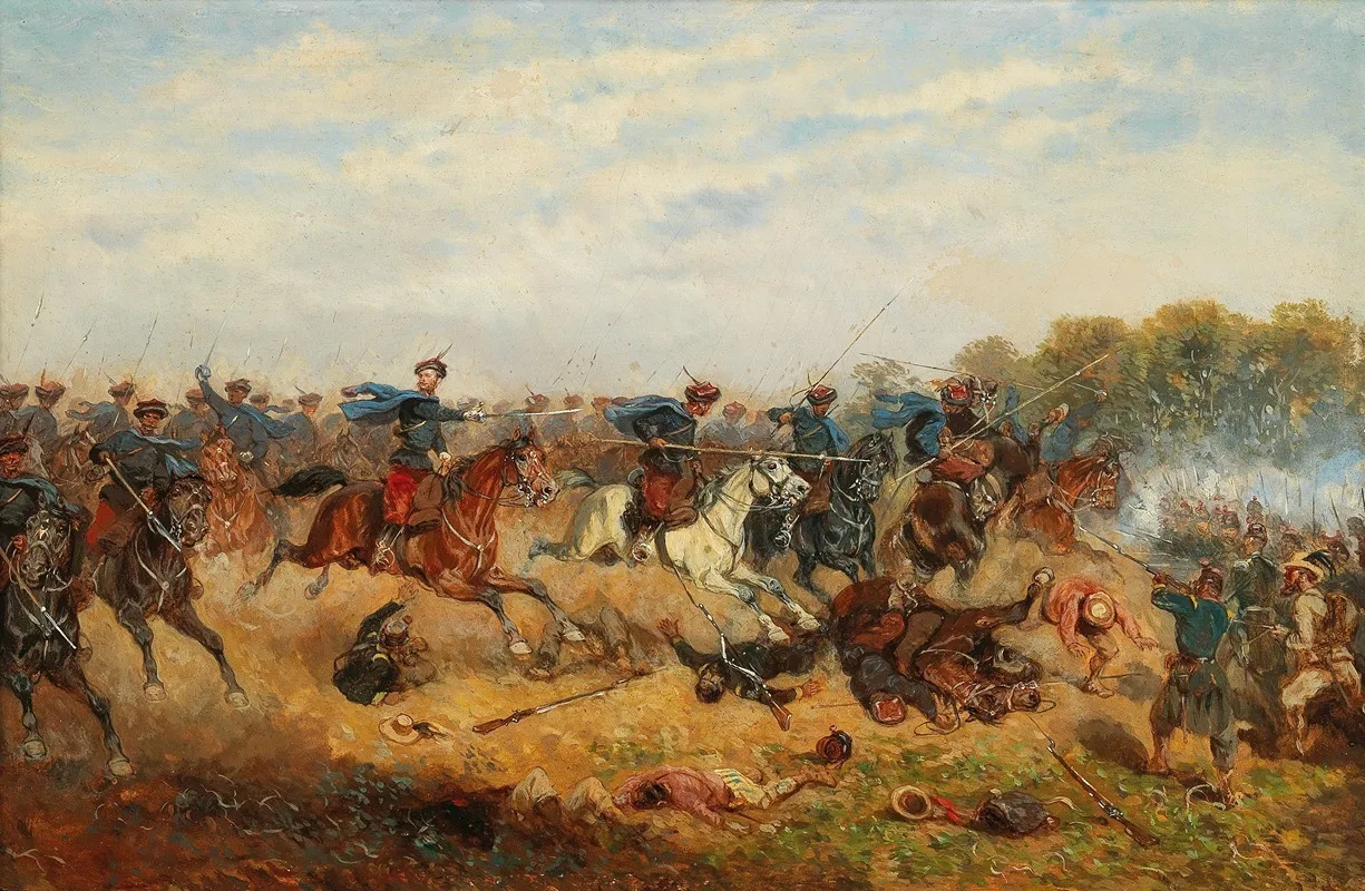 The Charge Of The Trani Uhlans In The Battle Of Custoza