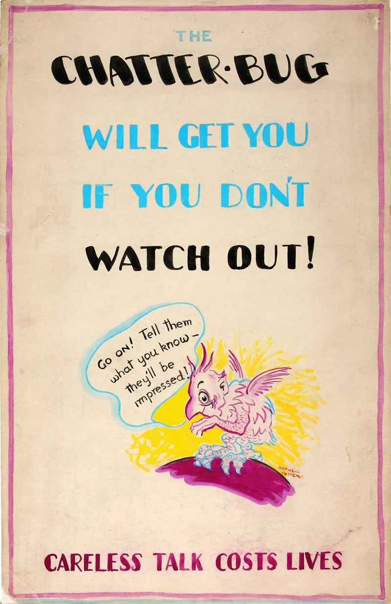 The Chatterbug Will Get You If You Dont Watch Out Careless Talk Costs Lives Wall Art by Anonymous - High-Resolution Digital Print