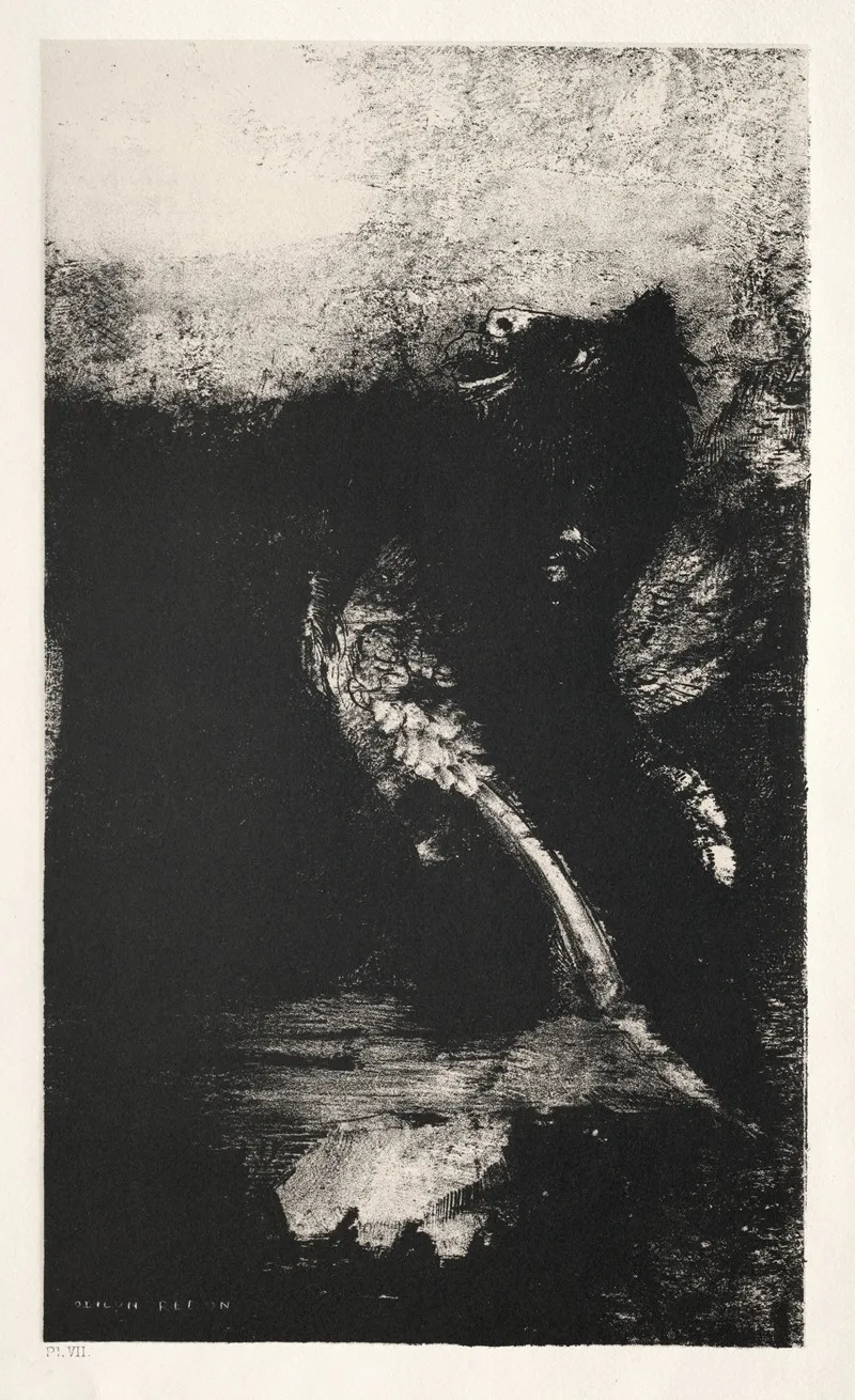 The Chimera With Green Eyes Turns Bays Wall Art by Odilon Redon - High-Resolution Digital Print