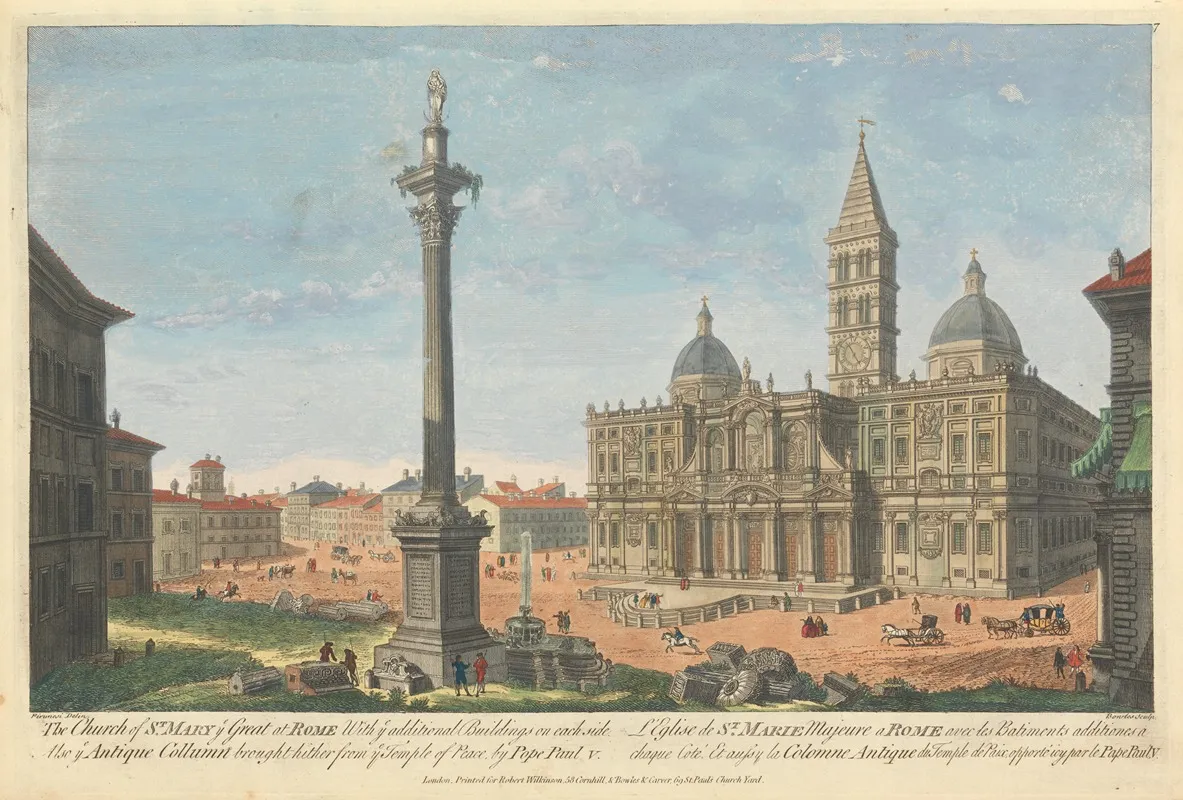 The Church Of St Mary Ye Great At Rome With Ye Additional Buildings On Each Side Also Ye Antique Collumn Brought Hither From Ye Temple Of Peace By Pope Paul V