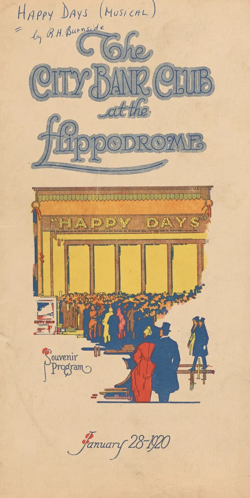 The City Bank Club At The Hippodrome Souvenir Program For Happy Days Wall Art by Anonymous - High-Resolution Digital Print