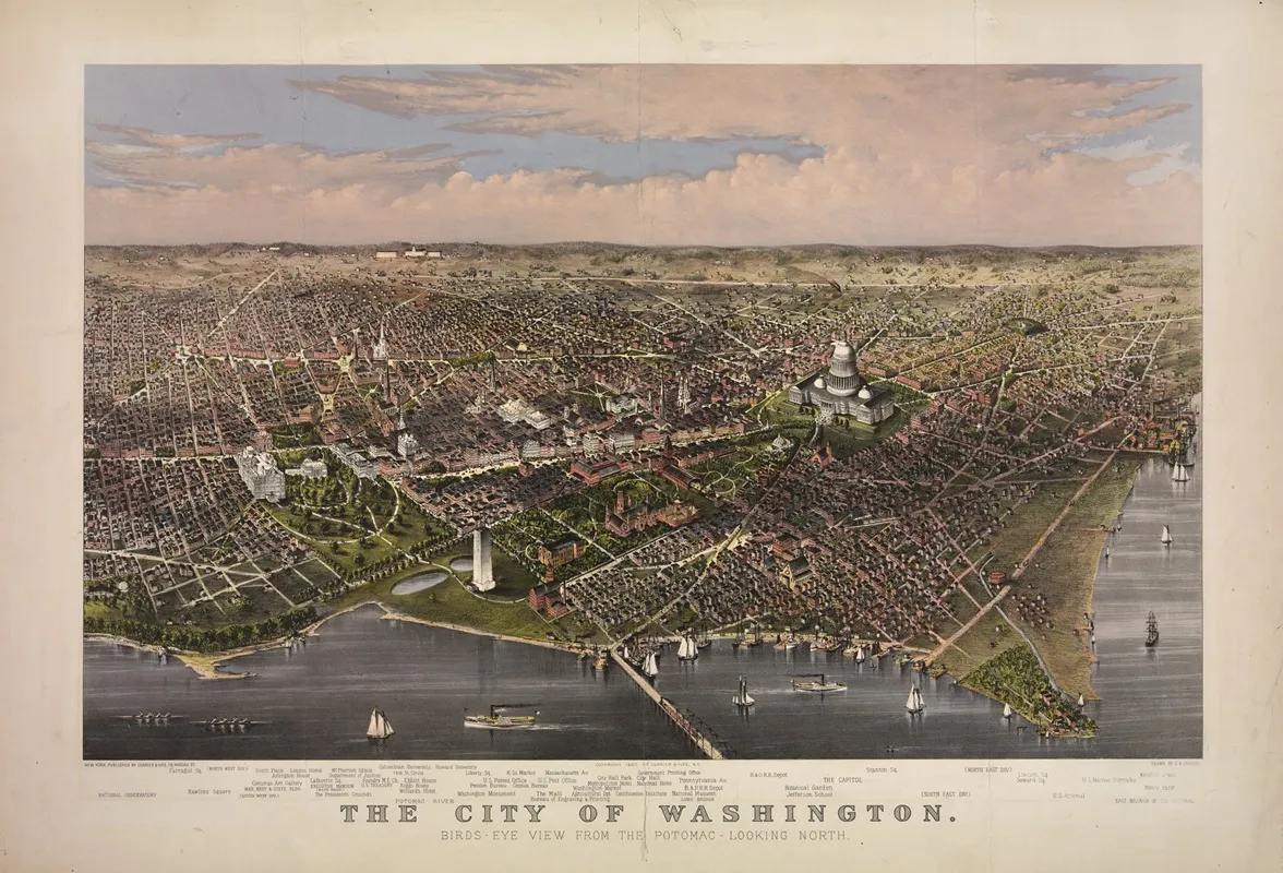 The City Of Washington Birds Eye View From The Potomac Looking North