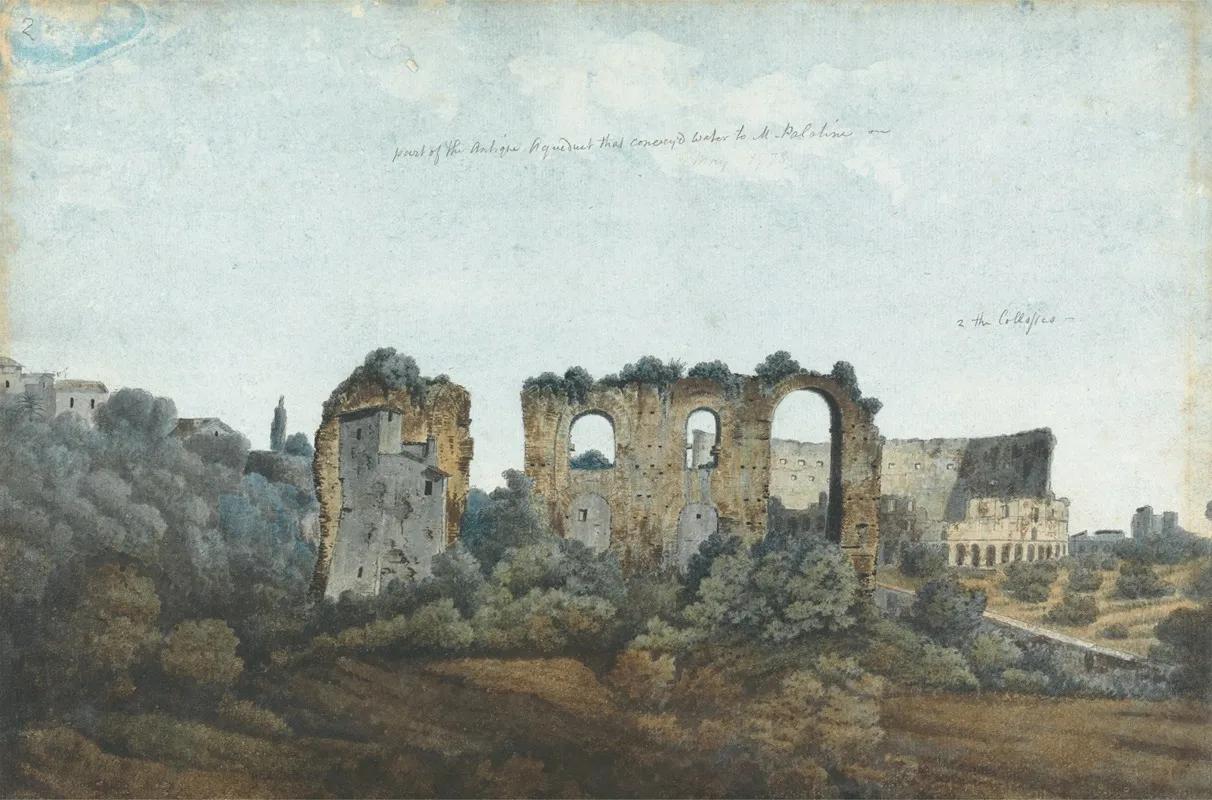 The Claudian Aqueduct And Colosseum