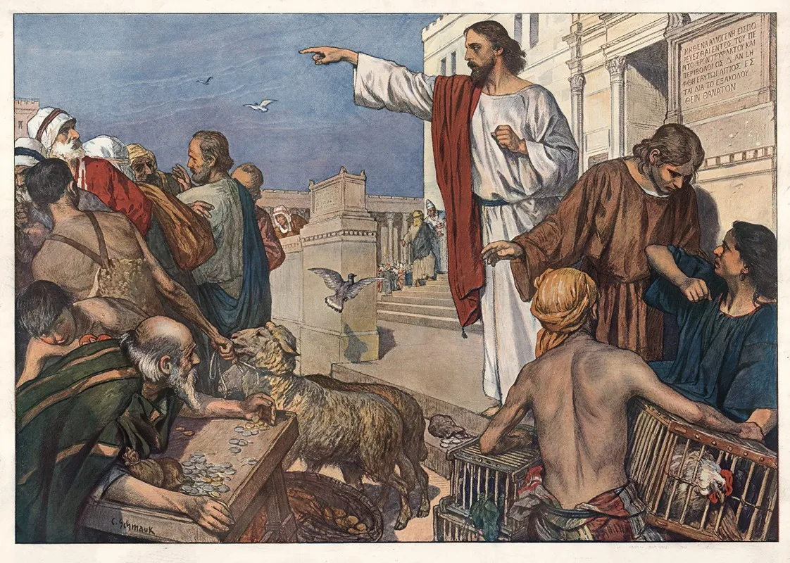 The Cleansing In The Temple Wall Art by Carl Schmauk - High-Resolution Digital Print