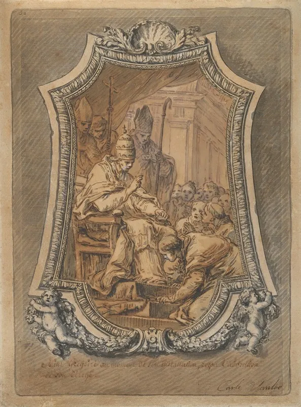 The Clergy Of Rome Paying Homage To St Gregory After His Investiture