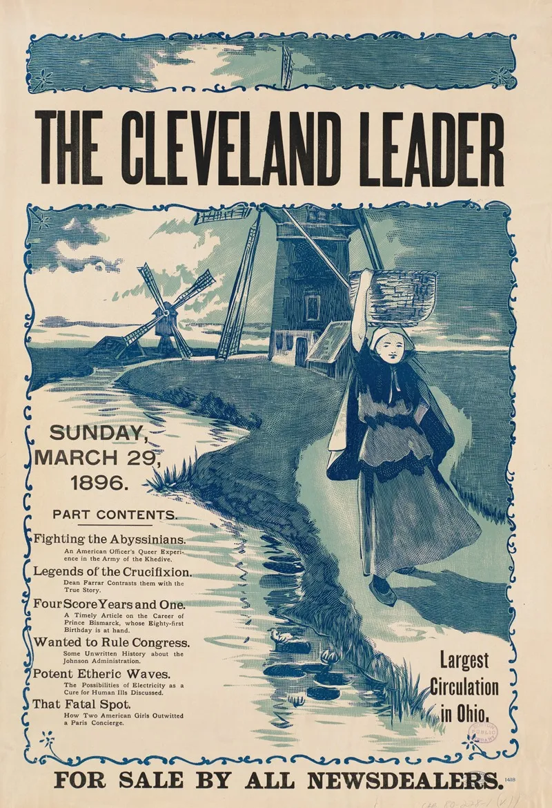 The Cleveland Leader Sunday March 29 1896 Wall Art by Anonymous - High-Resolution Digital Print