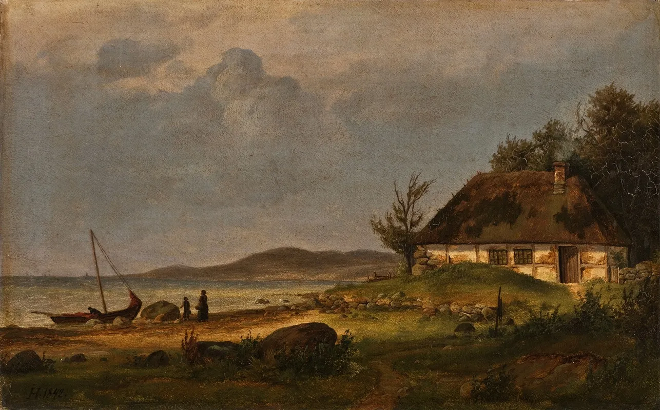 The Coast At The Fishing Hamlet Of Flade Near Frederikshavn Wall Art by Julius Hellesen - High-Resolution Digital Print