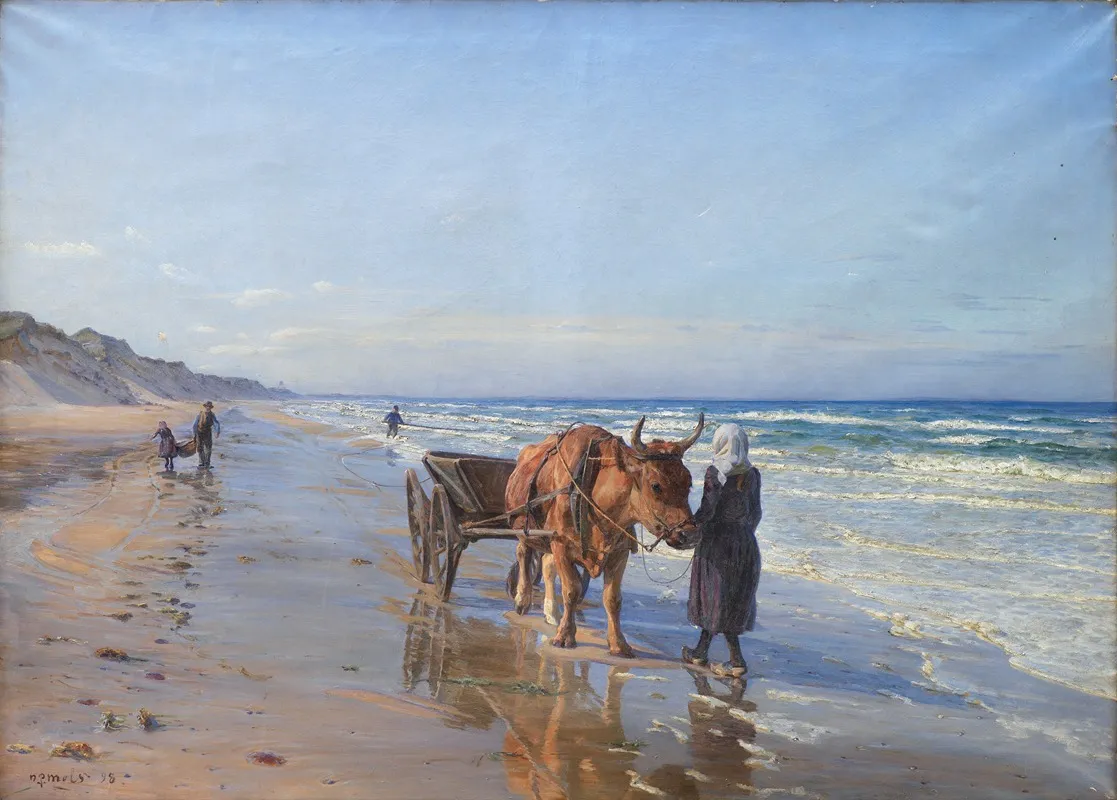 The Coastal Inhabitants Set Sail In The Landing Wall Art by N.P. Mols - High-Resolution Digital Print