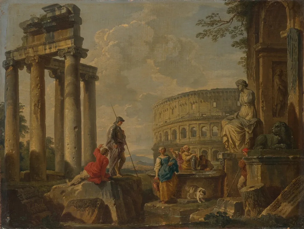 The Coliseum Amongst Roman Ruins