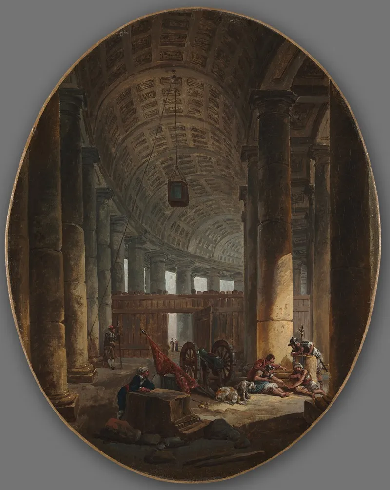 The Colonnade Of St Peters Rome During The Conclave Wall Art by Hubert Robert - High-Resolution Digital Print