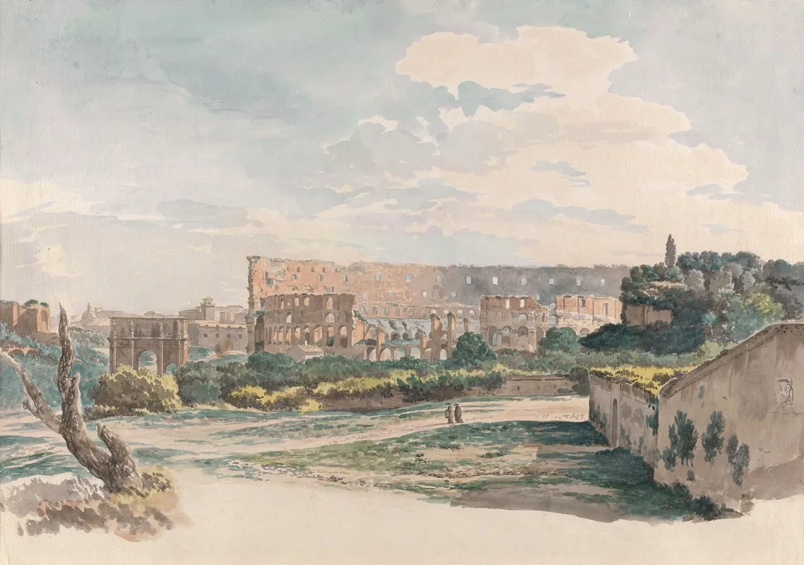 The Colosseum From The Caelian Mount With The Arch Of Constantine And A View Of The Forum Rome